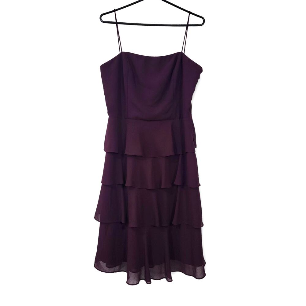 SL Fashions Dress Womens Size M/ L Purple Tiered Ruffle Party Special Occasion
